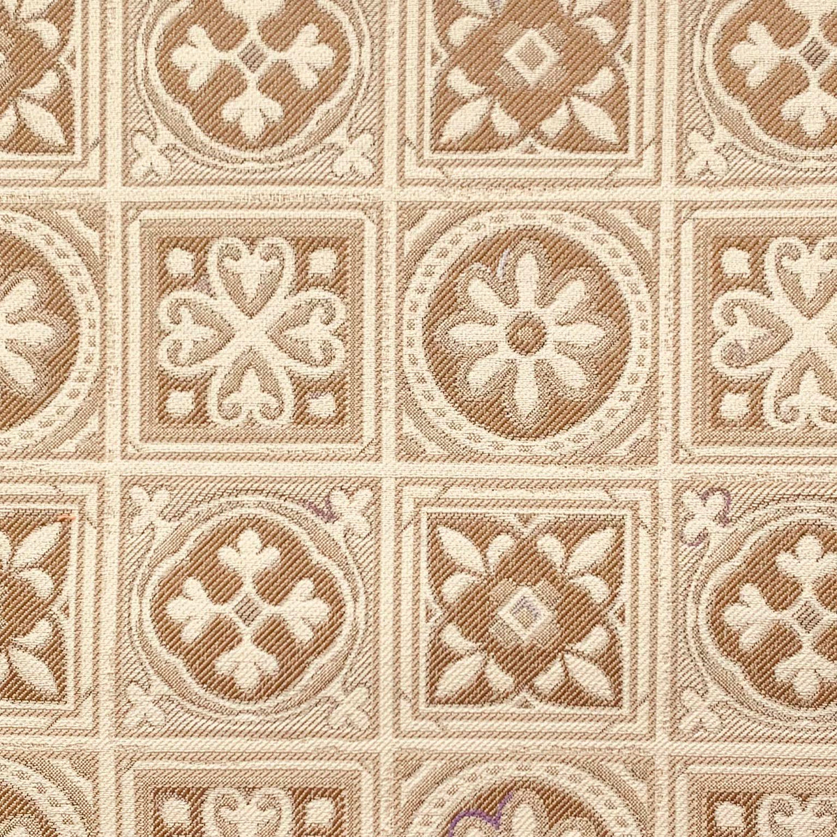 Augustus Pugin Small Tile Jacquard Weave Fawn and Brown