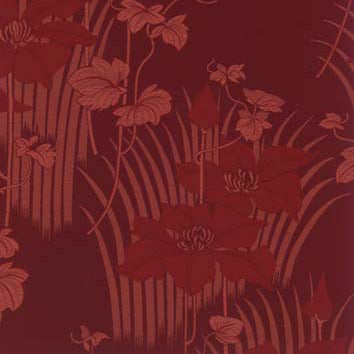 Burgundy  curtain and upholstery chenillle fabric - Art Nouveau Horta Flowers Burgundy