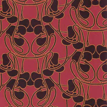 pink  curtain and upholstery chenillle fabric - Koloman Moser Designs Knospen Koralle