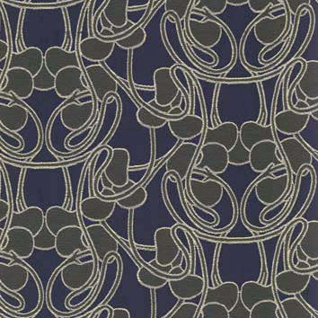 blue  curtain and upholstery chenillle fabric - Koloman Moser Designs Knospen Blaue