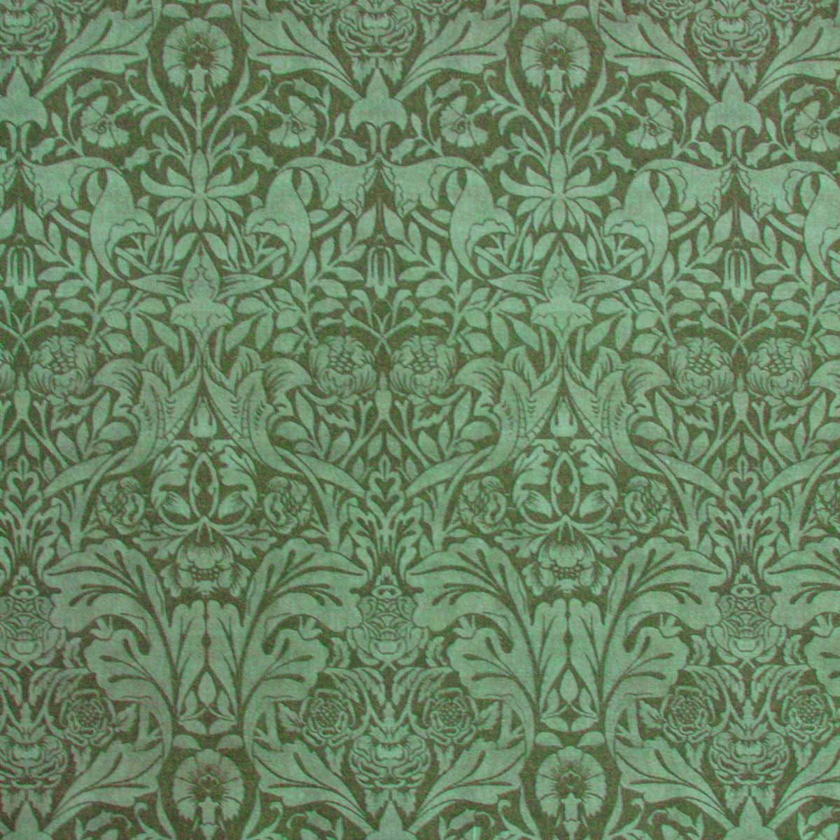 arts and crafts  green cotton print curtain and upholstery fabric - William Morris Designs Saint James Damask Green Print