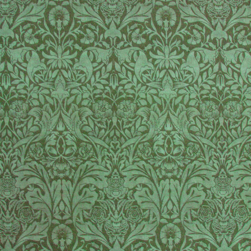 arts and crafts  green cotton print curtain and upholstery fabric - William Morris Designs Saint James Damask Green Print