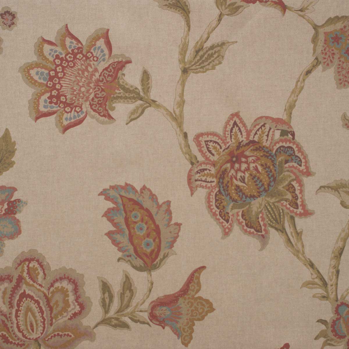 English Country House Jacobean Floral Linen-look Natural