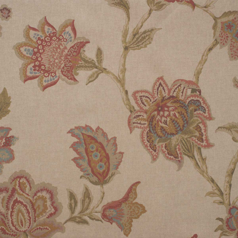 English Country House Jacobean Floral Linen-look Natural