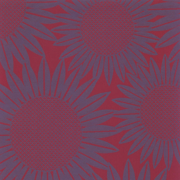 Mid Century Weaves Sunflowers Maroon