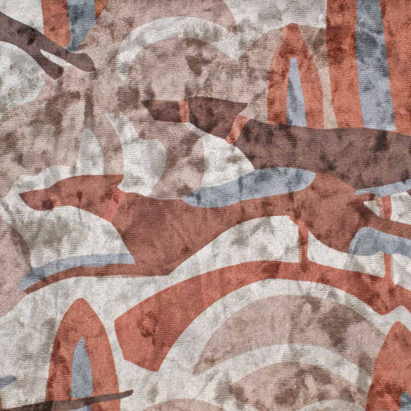 burnt orange and grey   fabric - Deco Eclectic Violeta Janes Deco Dogs Semi-crushed Velvet
