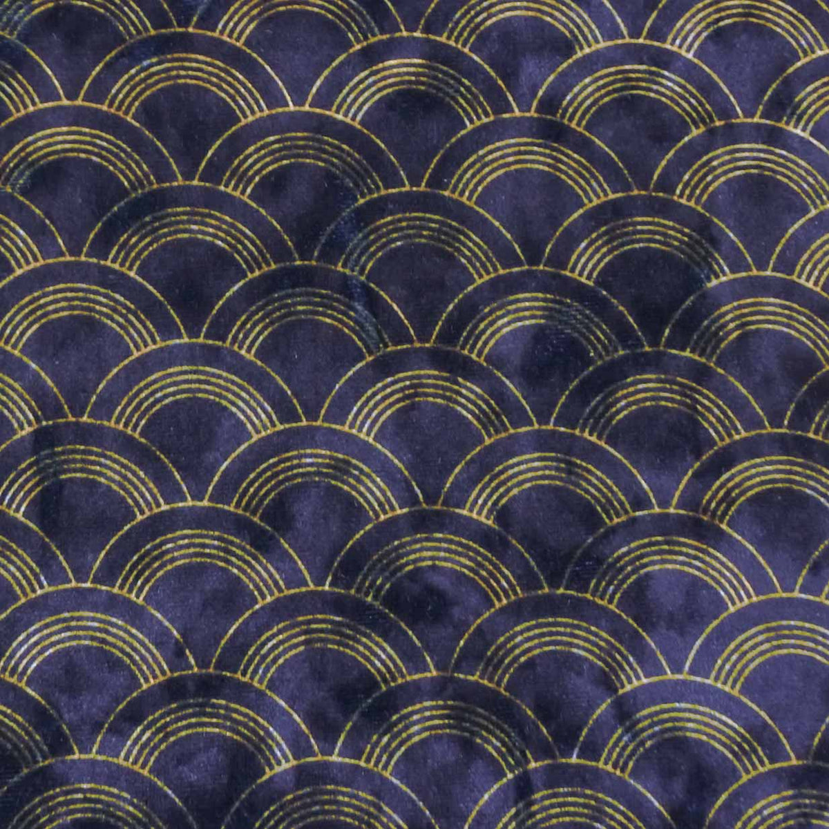 black   fabric - Deco Eclectic Arcs Deep Blue Semi-crushed Velvet