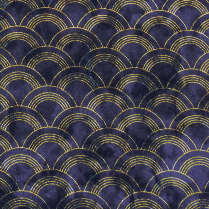 black   fabric - Deco Eclectic Arcs Deep Blue Semi-crushed Velvet