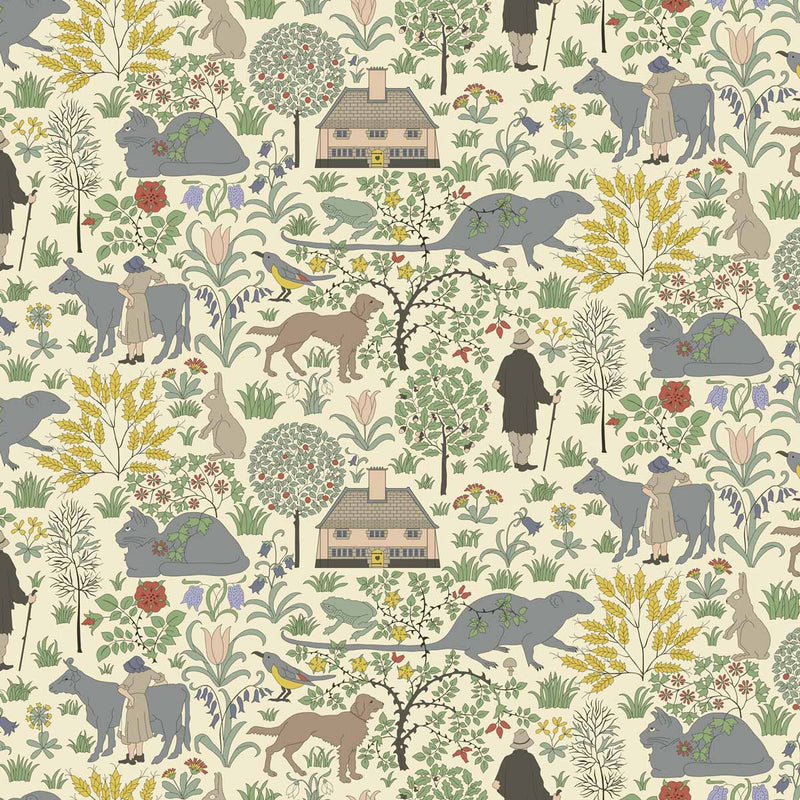 The house that jack built by Charles Voysey fabric.