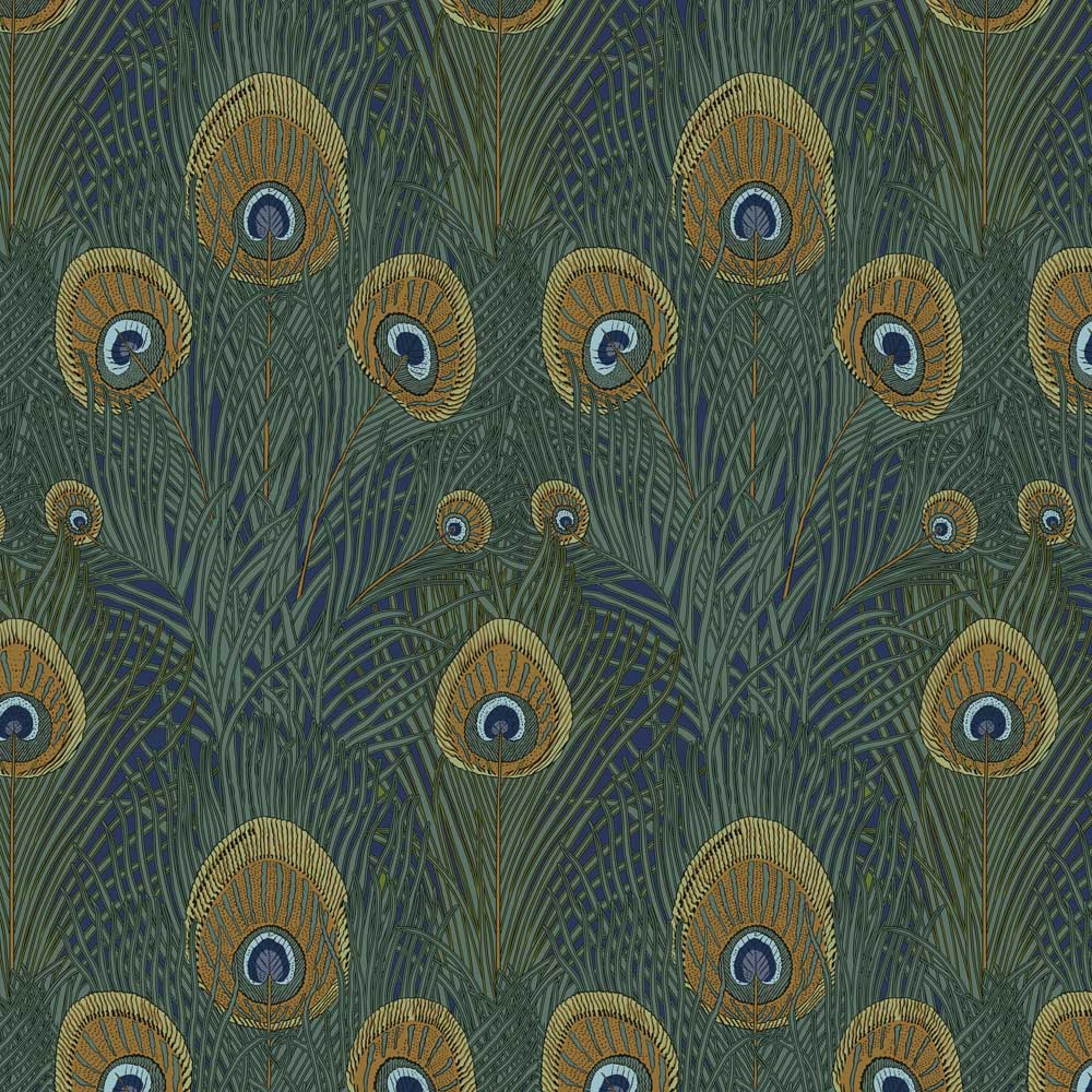 Peacock Plumes Feathers Print Fabric