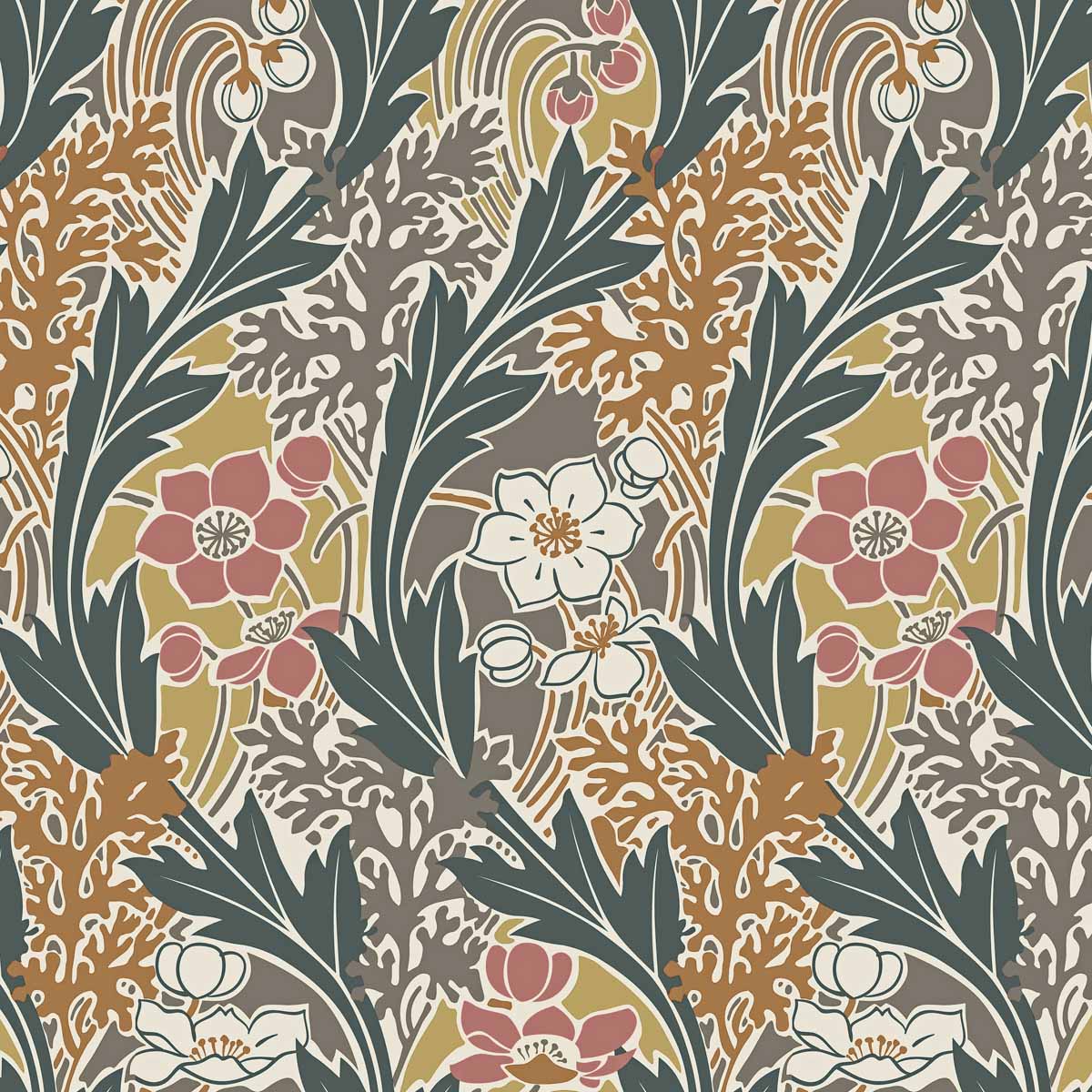 Rene Beauclair Art Nouveau Seaweed Fabric