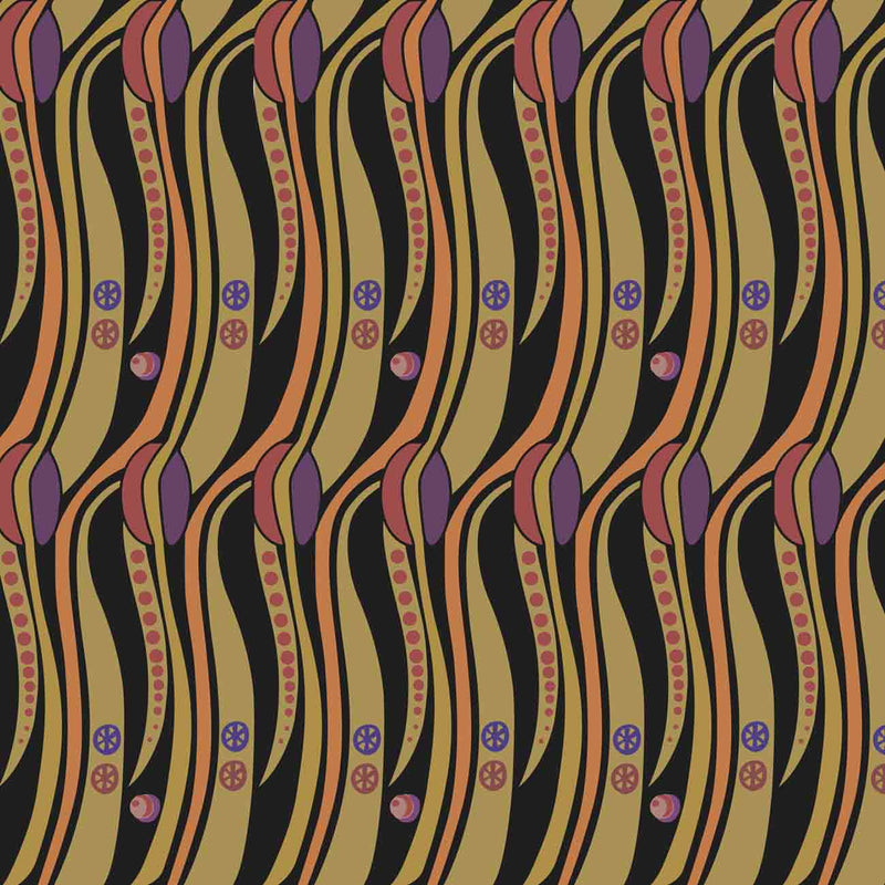 Charles Rennie Mackintosh Stylised Tulips Purple and Gold Velvet