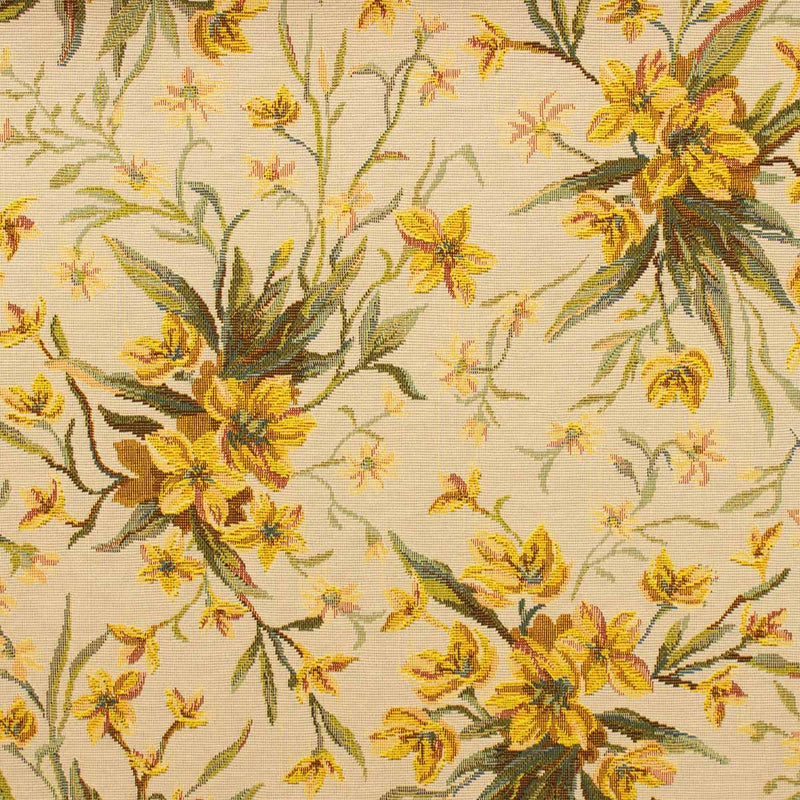 English Country House Yellow Floral Tapestry Weave