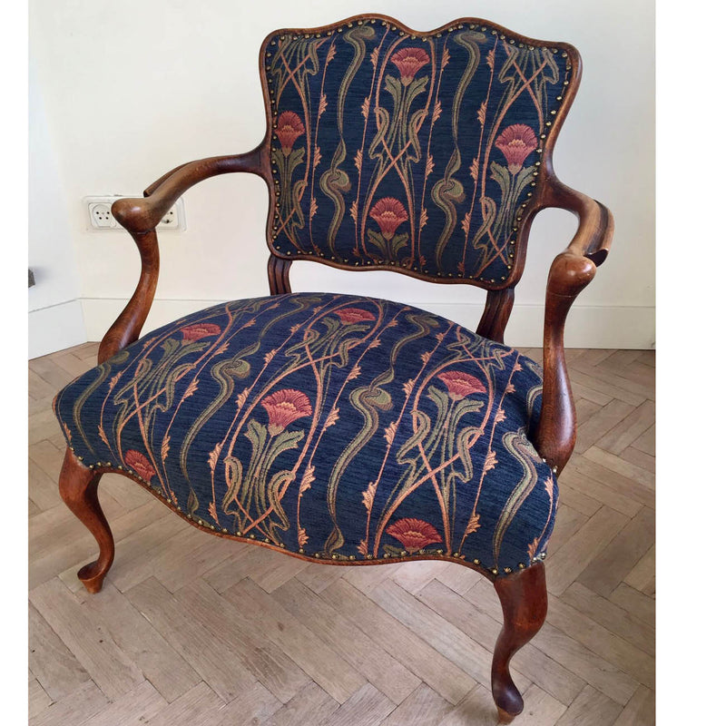 Art Nouveau Lavirotte Bleu Lineaire Dyed Velvet