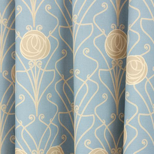 Charles Rennie Mackintosh Rose and Tendrils Blue and Gold Print