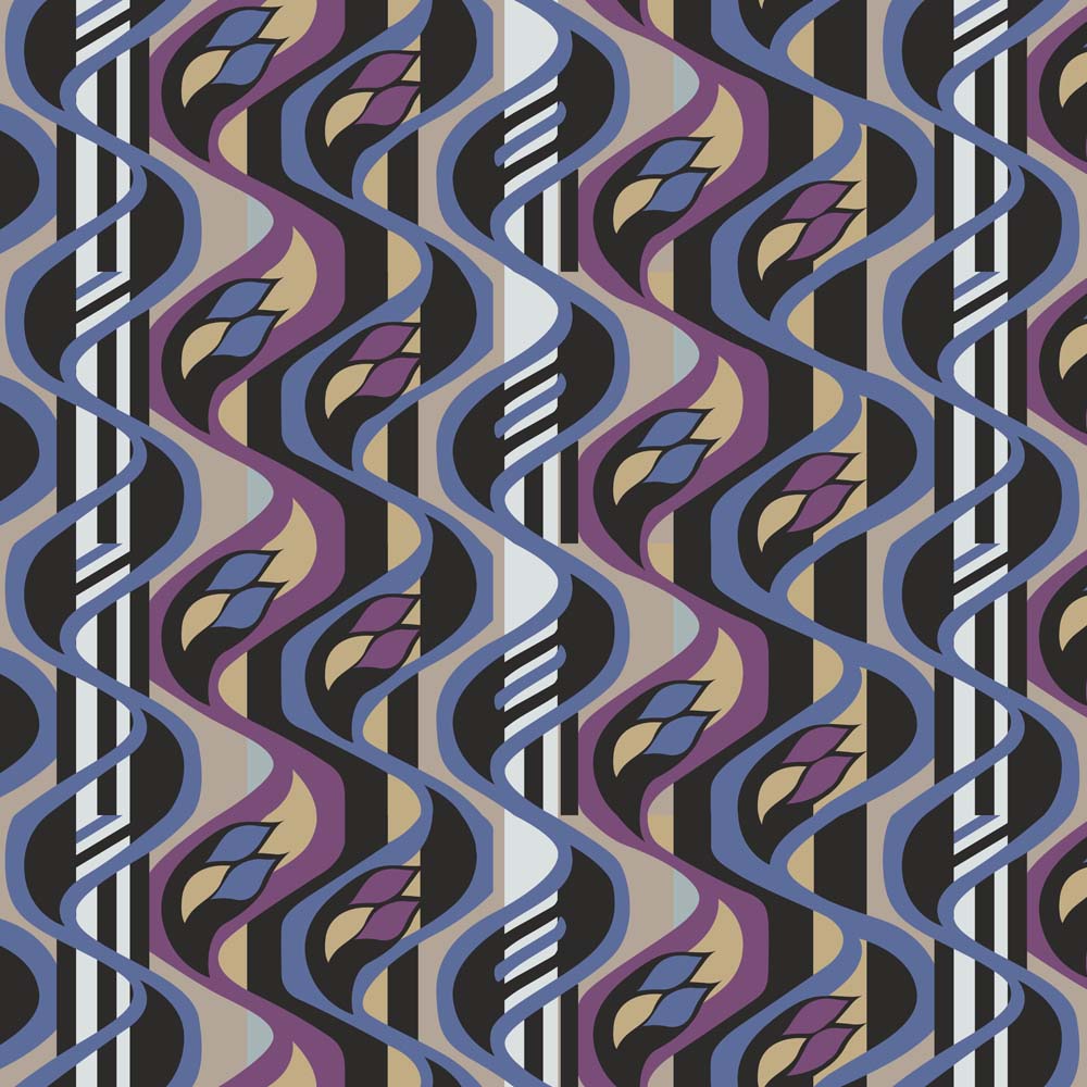 Furniture Fabric Blue Black Purple White by Charles Rennie Mackintosh
