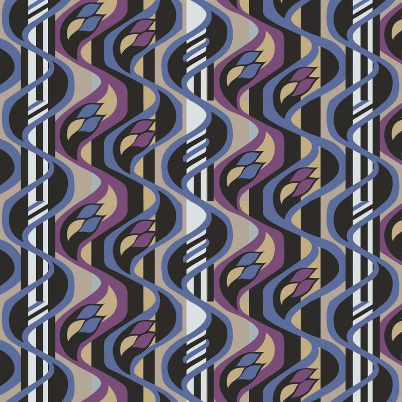 Furniture Fabric Blue Black Purple White by Charles Rennie Mackintosh