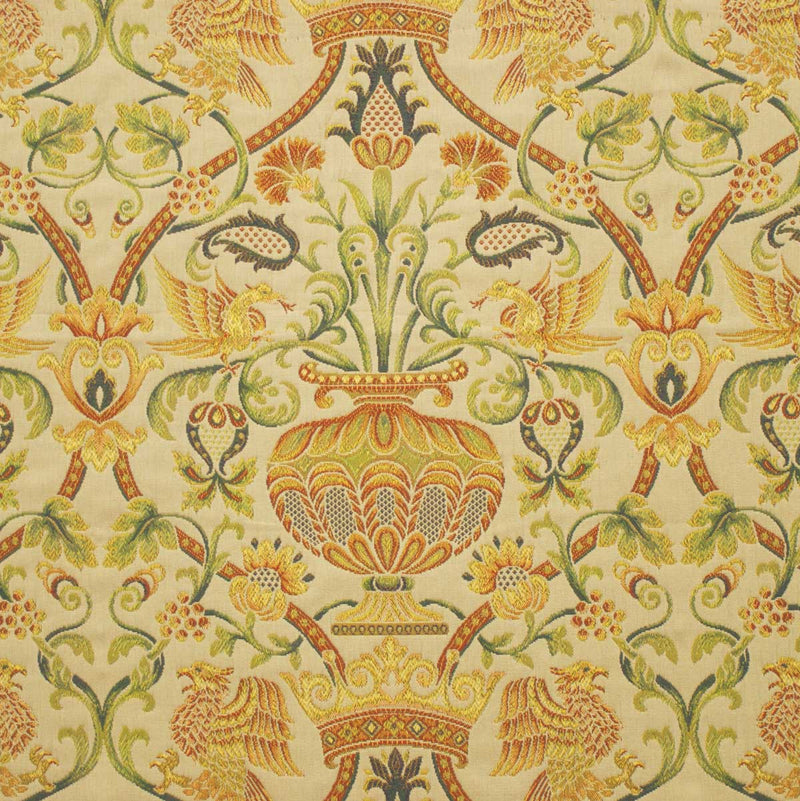 Eagles and scroll medieval design curtain upholstery fabric