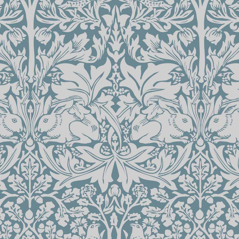 blue   fabric - William Morris Designs Brother Rabbit Wedgwood Print