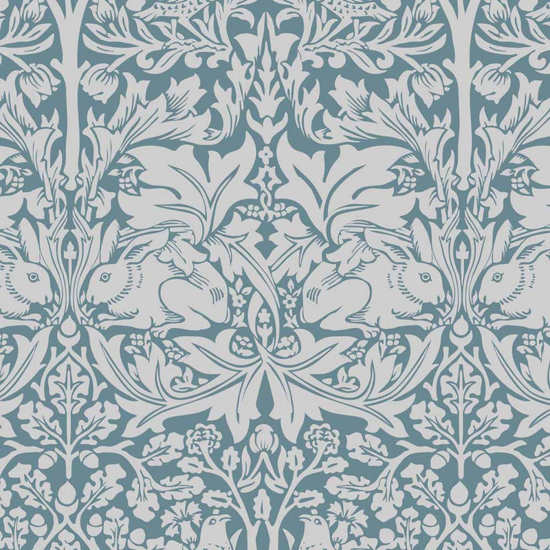 blue   fabric - William Morris Designs Brother Rabbit Wedgwood Print