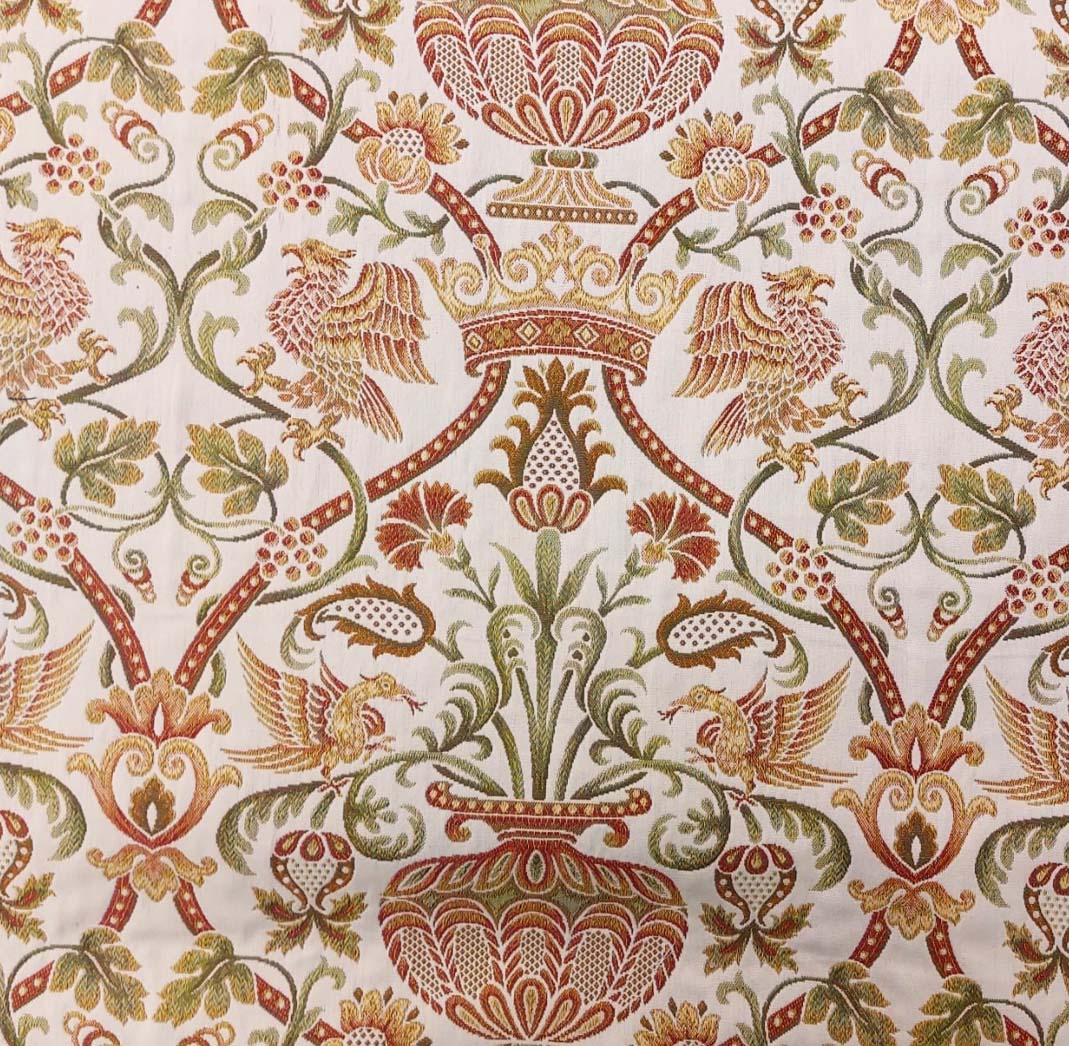Eagles and scroll medieval design curtain upholstery fabric