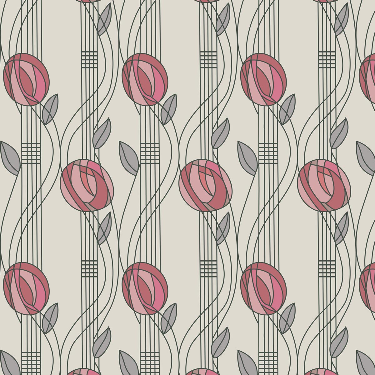 Furniture Fabric Blue Black Purple White by Charles Rennie Mackintosh