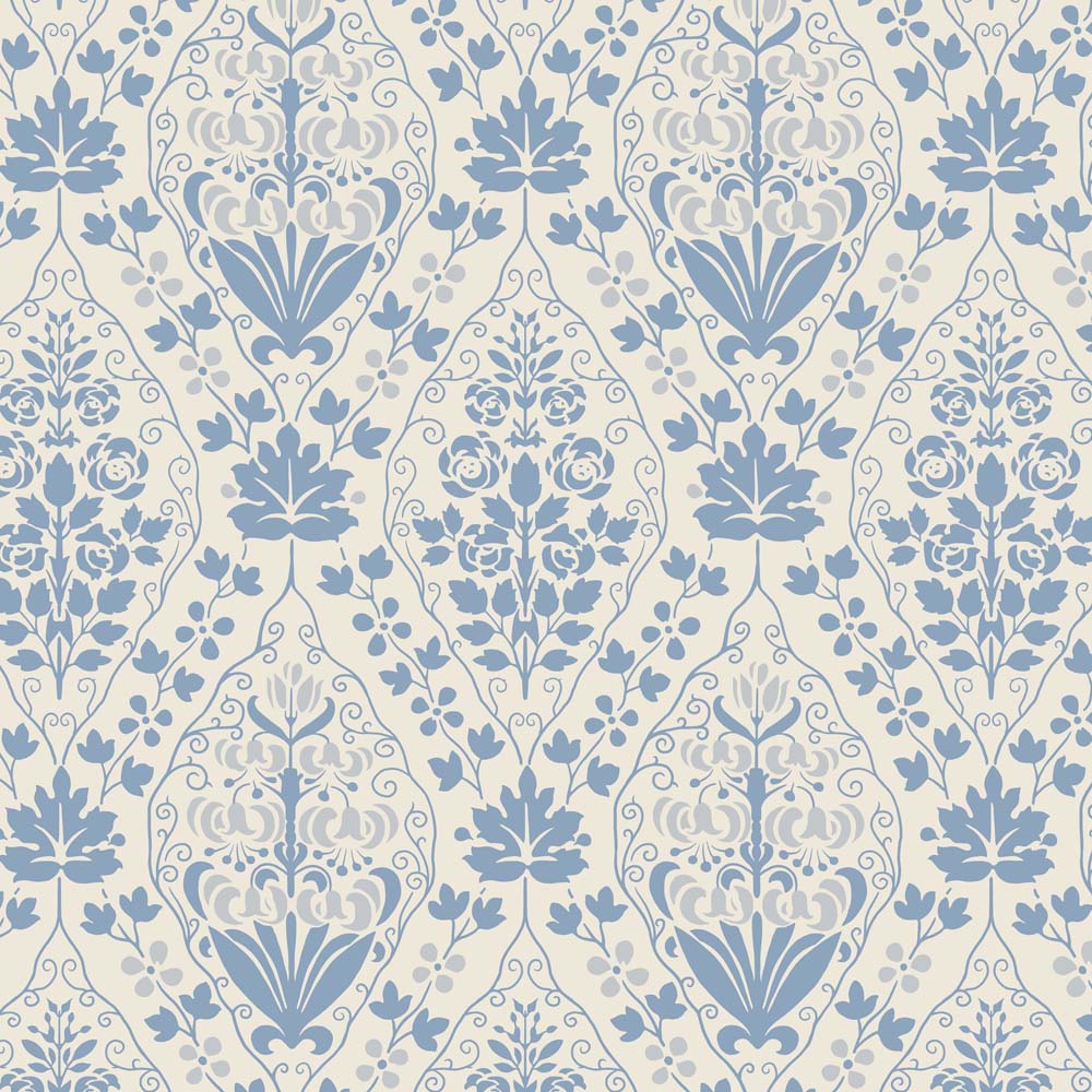 1910 Edwardian Cotton Curtain fabric Pale Blue