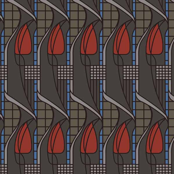 Charles Rennie Mackintosh Tulip and Lattice Fabric