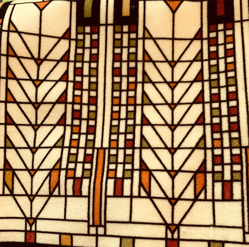 Frank Lloyd Wright Tree of Life Window Adapted Beige Cotton Velvet