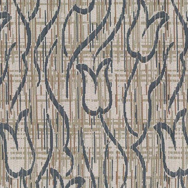 1960s mid century linear floral design upholstery fabric