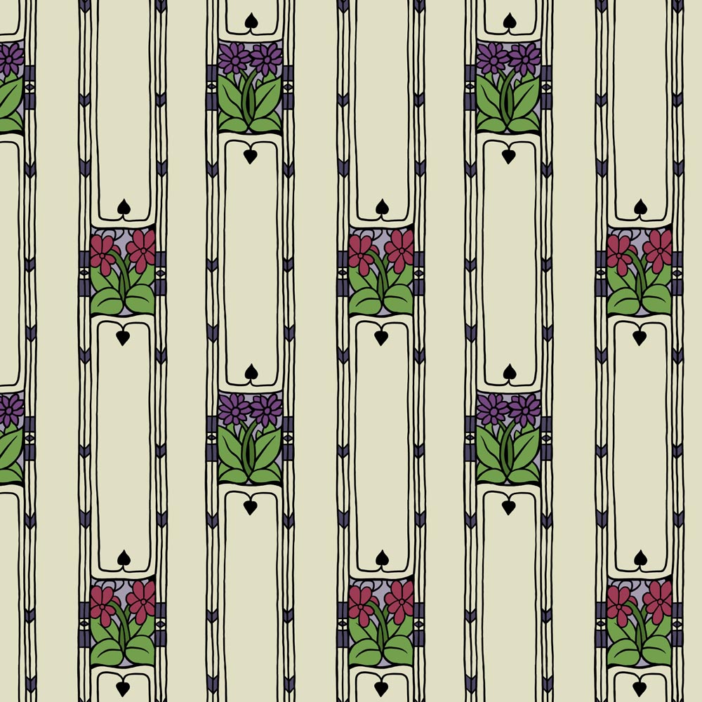 Gustav Stickley Spring Flowers Design Textile for Curtains