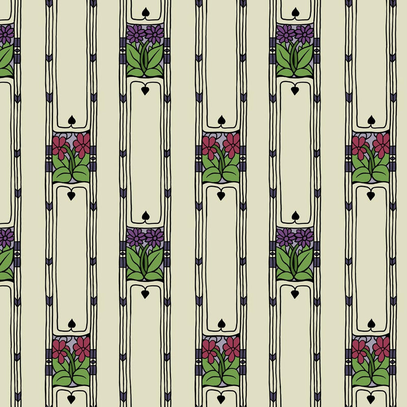 Gustav Stickley Spring Flowers Design Textile for Curtains