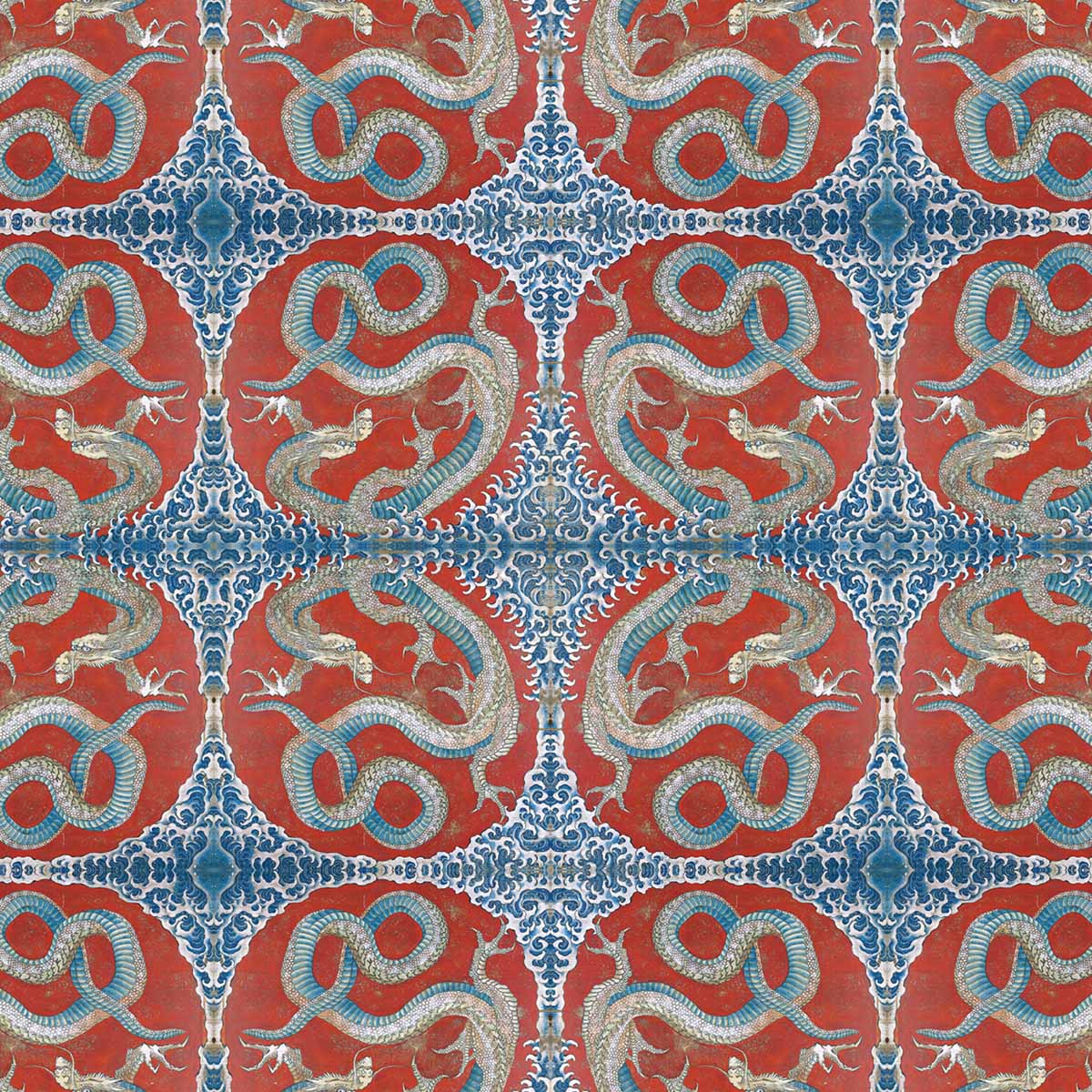 Chinese Oriental Japanese Dragon Fabric Textile