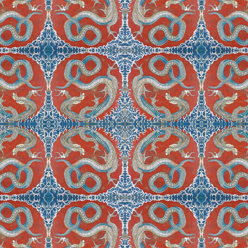 Chinese Oriental Japanese Dragon Fabric Textile