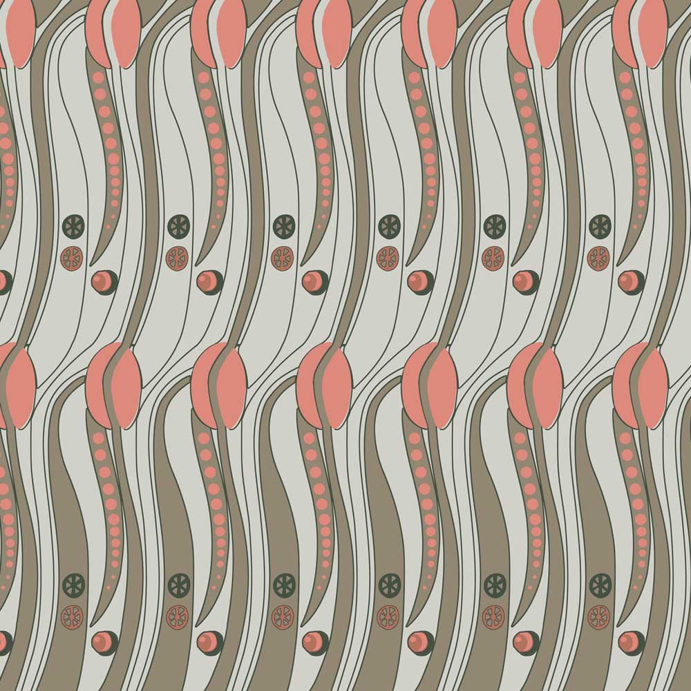 Charles Rennie Mackintosh Art Deco Fabric - Stylised Tulips Velvet