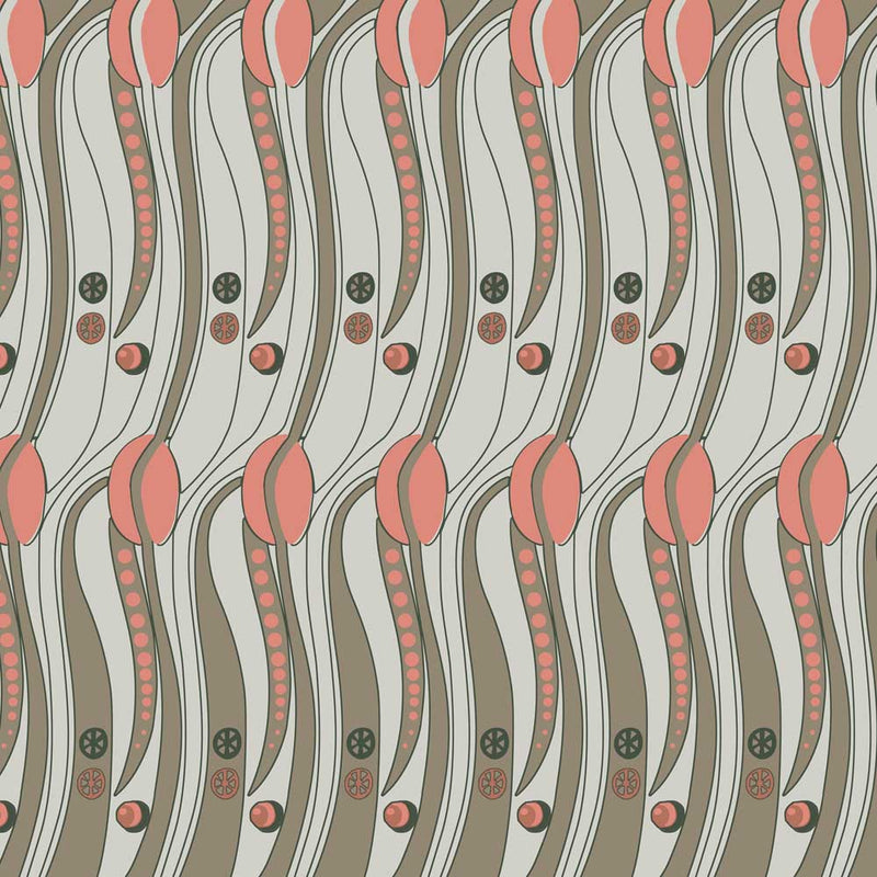Charles Rennie Mackintosh Art Deco Fabric - Stylised Tulips Velvet