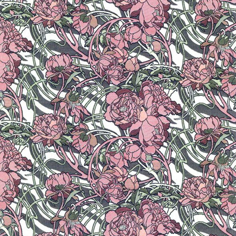Alphonse Mucha floral curtain upholstery fabric