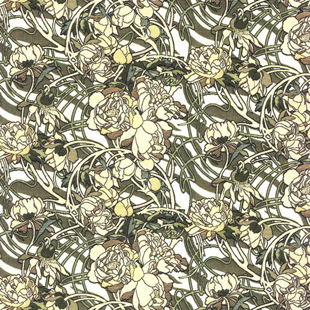 Alphonse Mucha floral curtain upholstery fabric