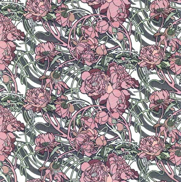 Alphonse Mucha floral curtain upholstery fabric