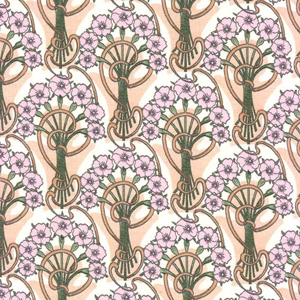 Alphonse Mucha floral curtain upholstery fabric