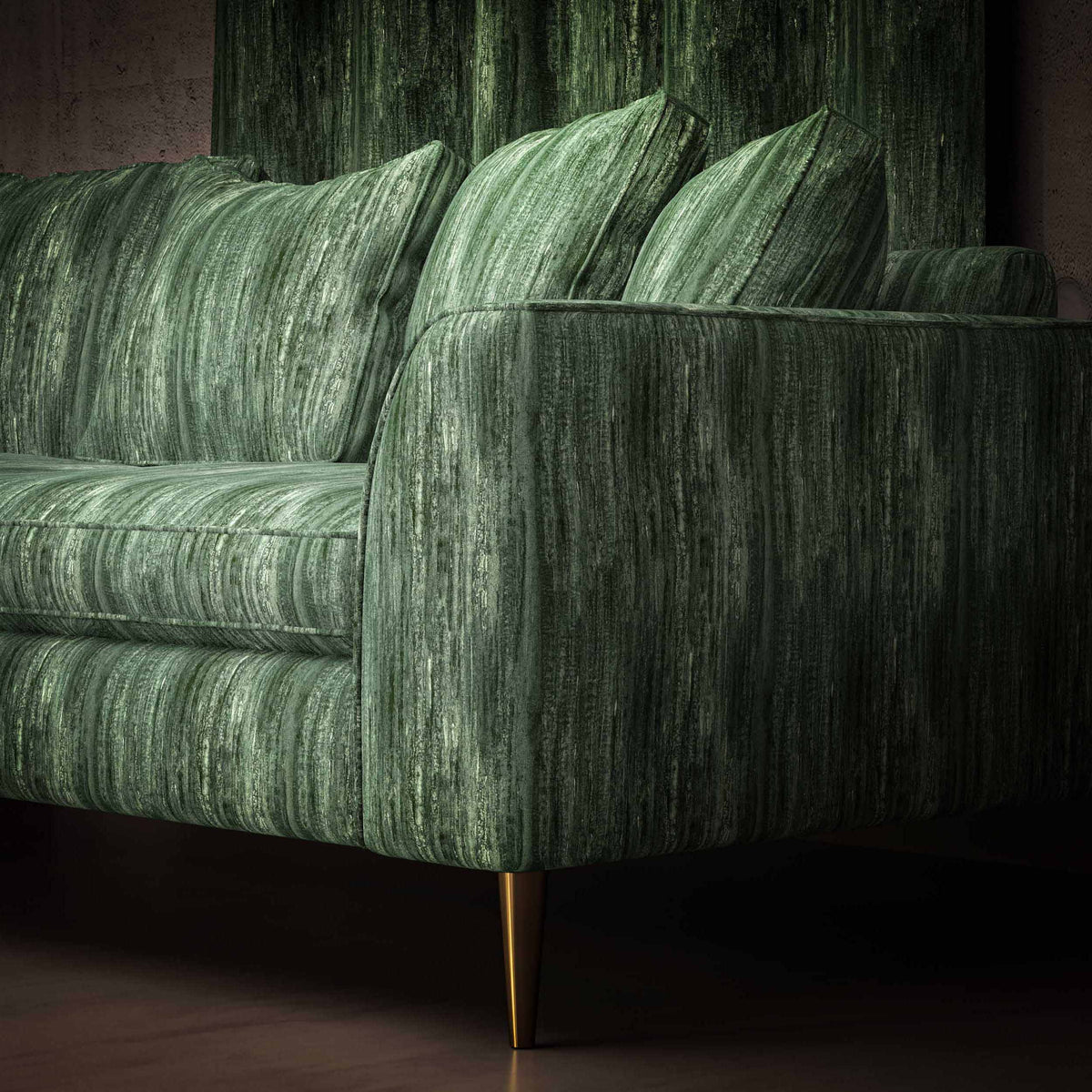 Linear vertical organic stripe Crib 5 velvet upholstery fabric