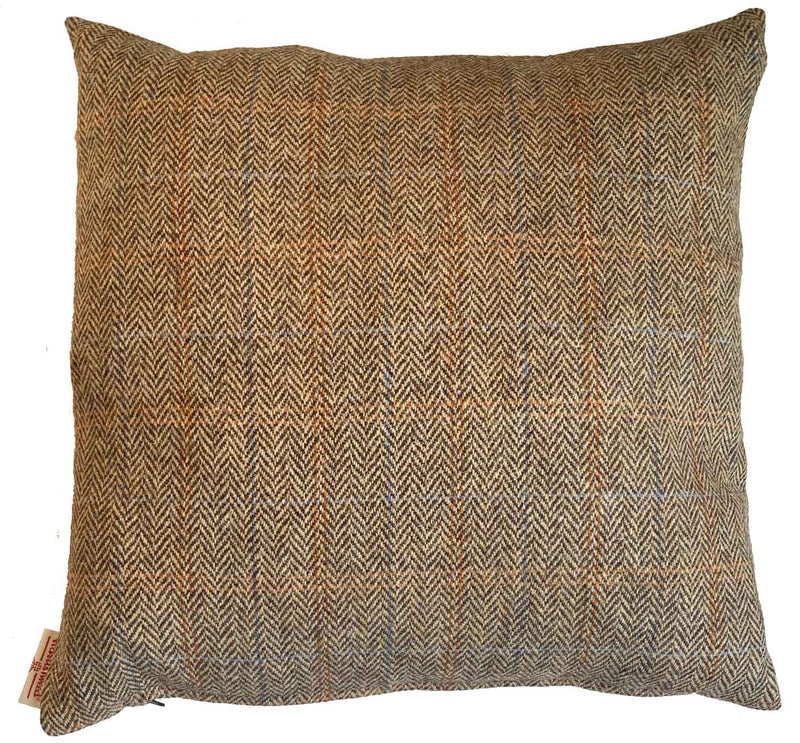 Harris Tweed Bracken Herringbone Cushion with Feather Insert | As used by Tetrad and other UK Furniture Companies.