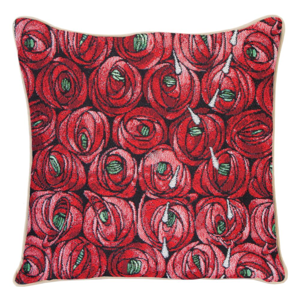Teardrop Roses Charles Rennie Mackintosh tapestry curtain upholstery Fabric Cushion.