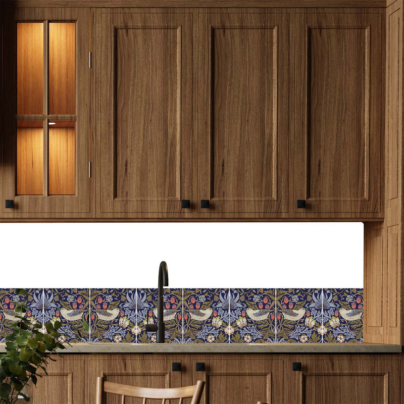 William Morris Tiles Strawberry Thief 25cm x 20cm Ceramic Tile, 2 piece set