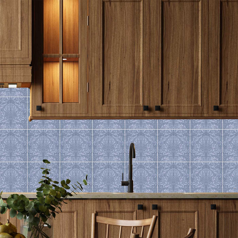 William Morris Tiles Acanthus Velveteen Pale Blue 20cm x 20cm Ceramic Tile