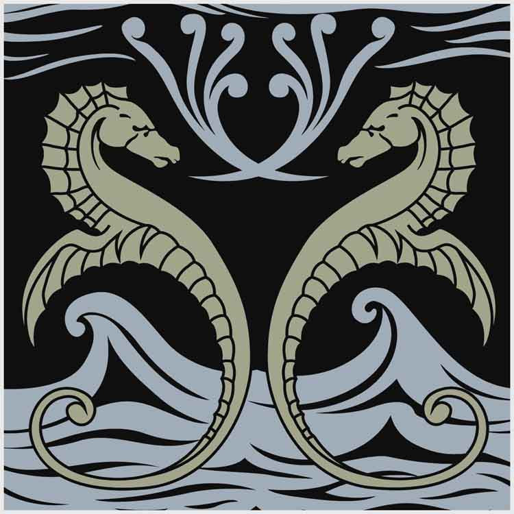 Charles Voysey Seahorses Ceramic Tiles