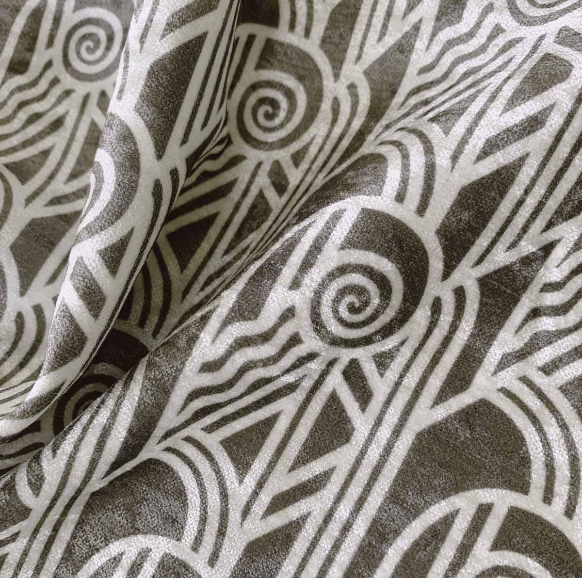 Deco Eclectic Deco Scroll Brown and Fawn Dyed Velvet