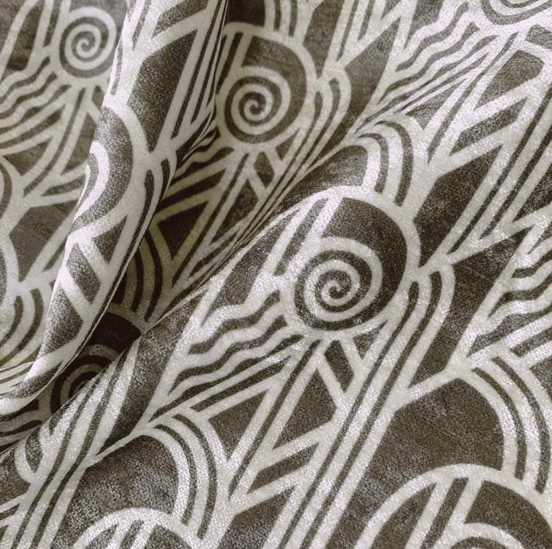 Deco Eclectic Deco Scroll Brown and Fawn Dyed Velvet