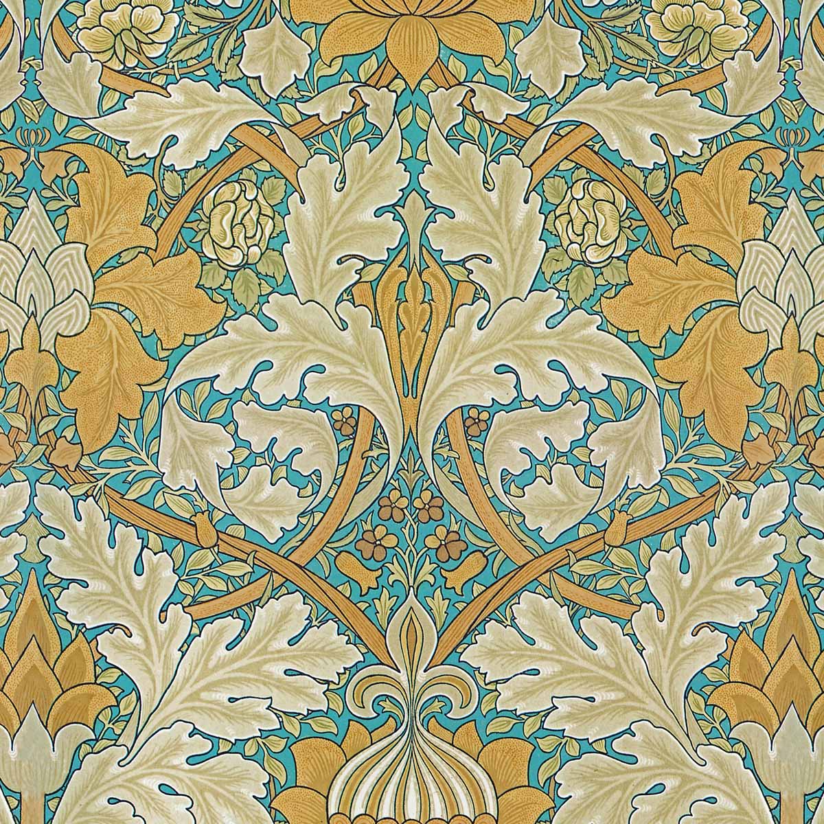 William Morris Designs Saint James Palace Print, a velvet curtain and upholstery fabric, suitable for all domestic furnishings. Free samples and delivery from Loome Fabrics