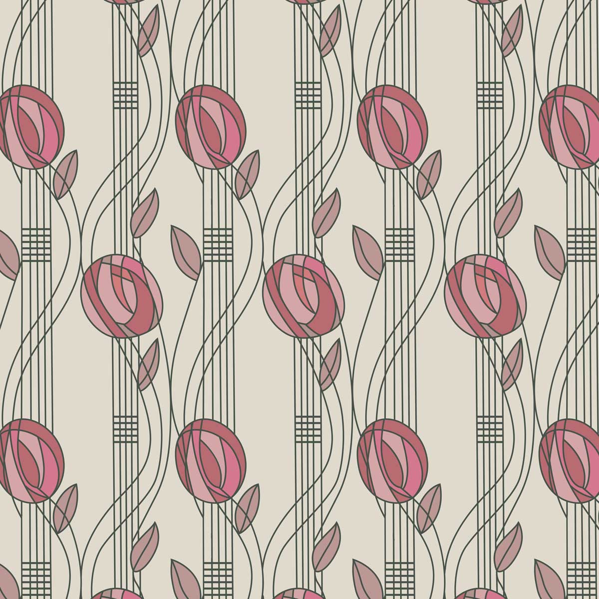 Charles Rennie Mackintosh Flower Design Curtain Upholstery Fabric